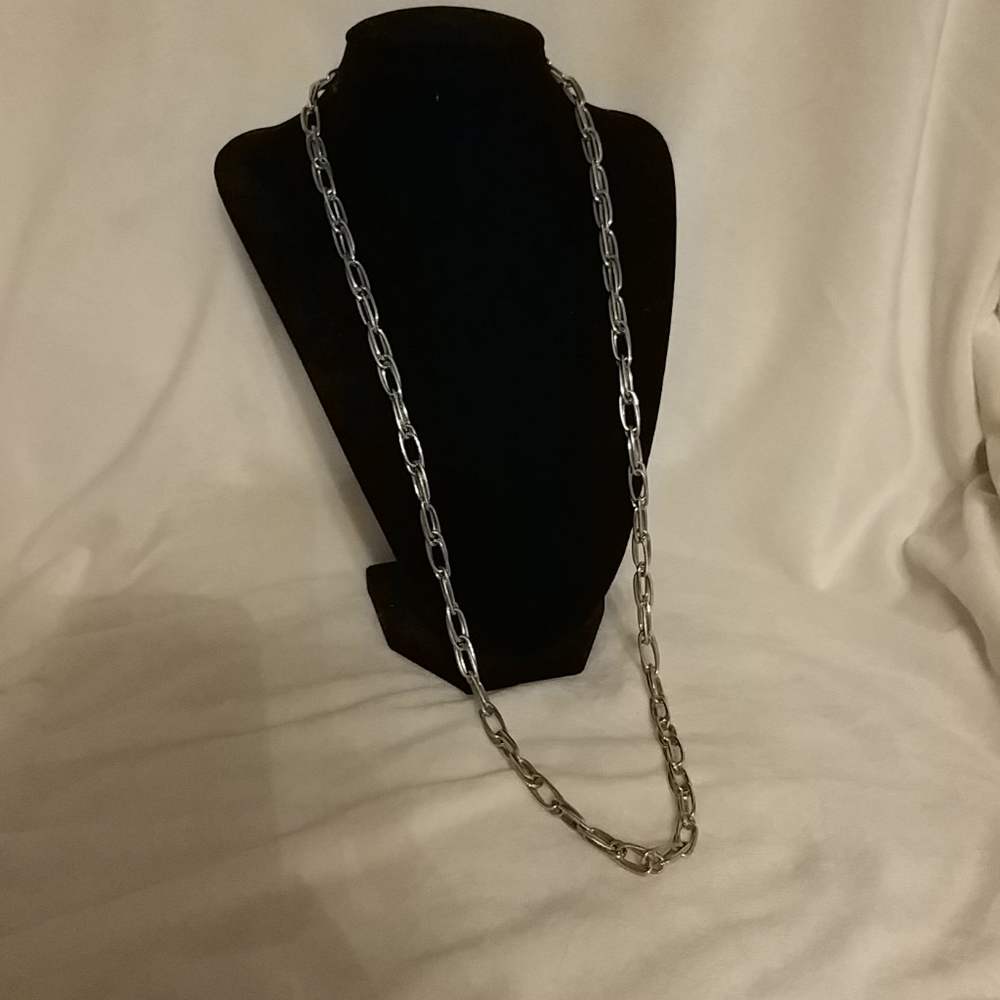 Double chain silver necklace